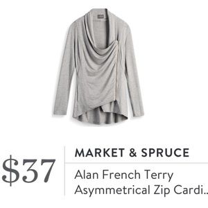 Market & Spruce Gray Asymmetrical Zip Cardigan